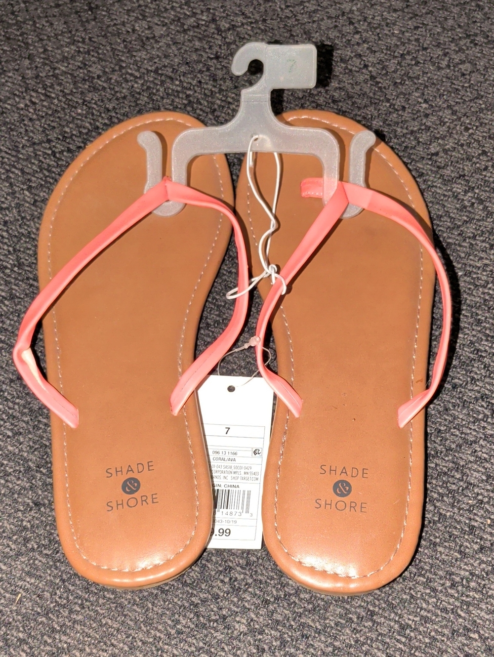 Shade & Shore Coral Strap Brown Footbed Women's Sandals